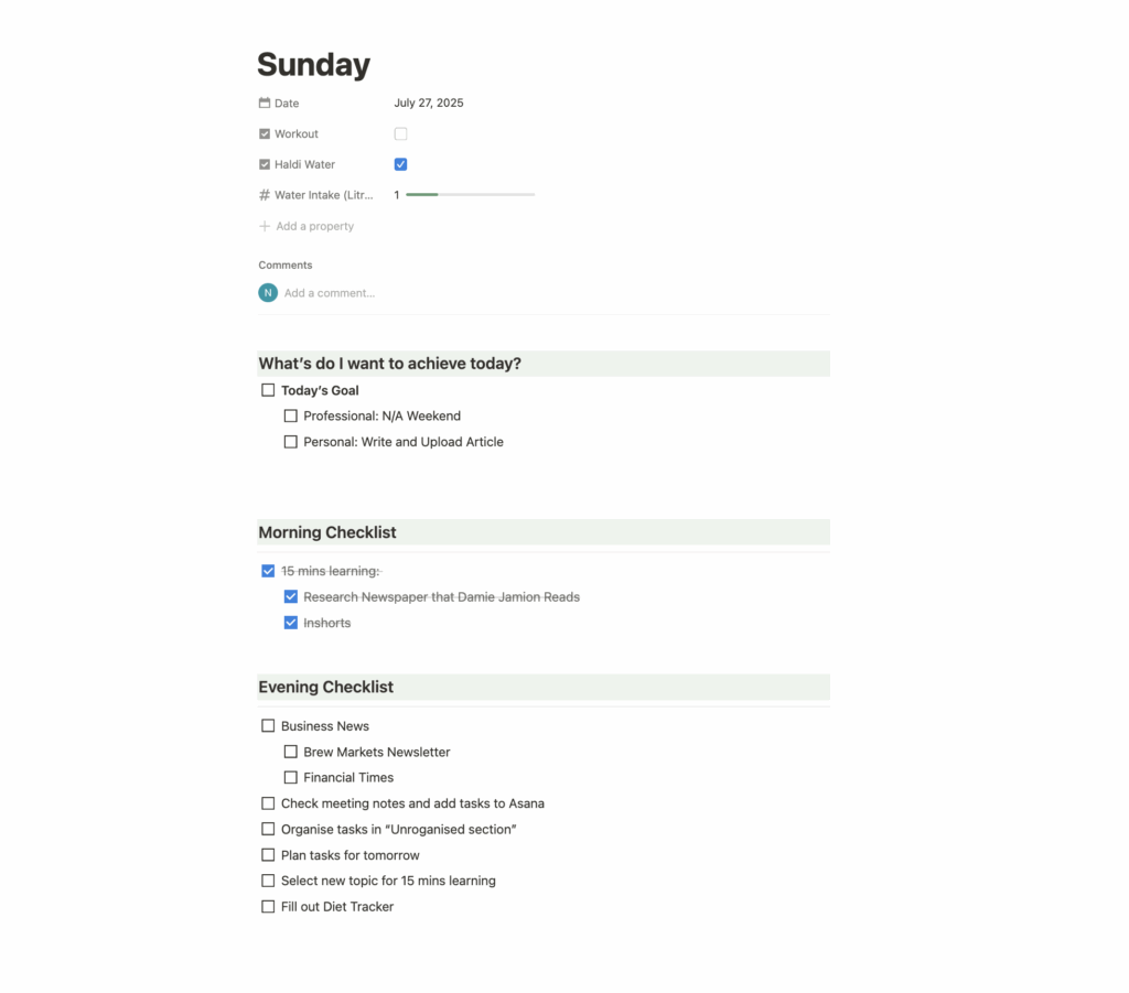Notion - Daily Pages